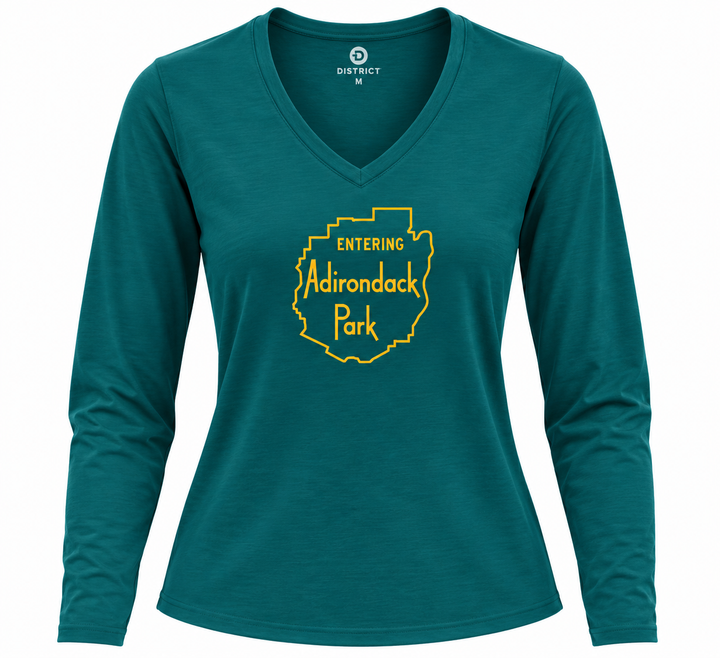 Entering Adirondack Park - Ladies Long Sleeve V-Neck