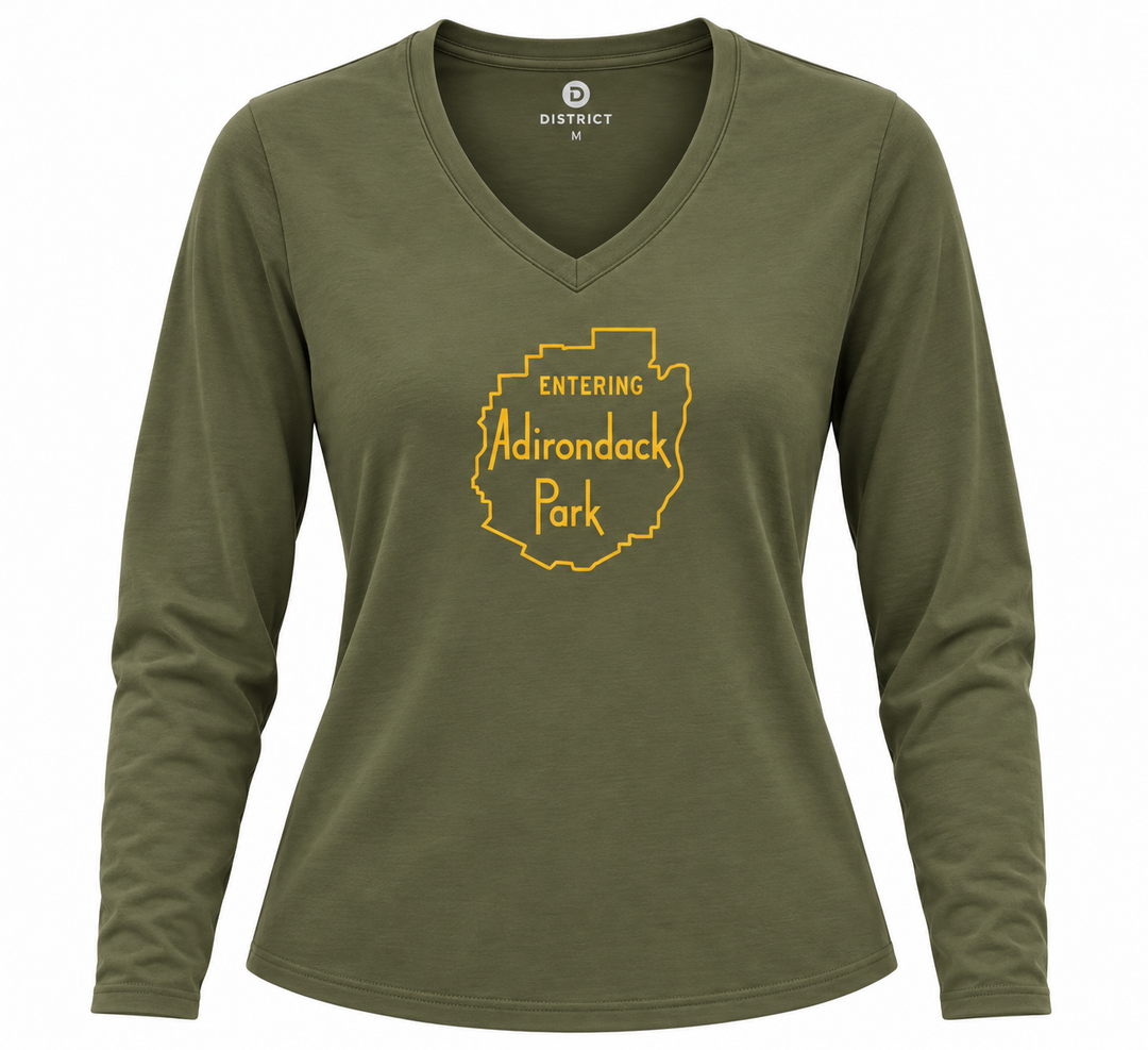 Entering Adirondack Park - Ladies Long Sleeve V-Neck