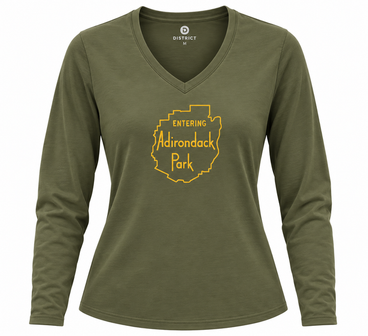 Entering Adirondack Park - Ladies Long Sleeve V-Neck