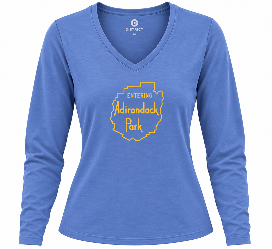 Entering Adirondack Park - Ladies Long Sleeve V-Neck