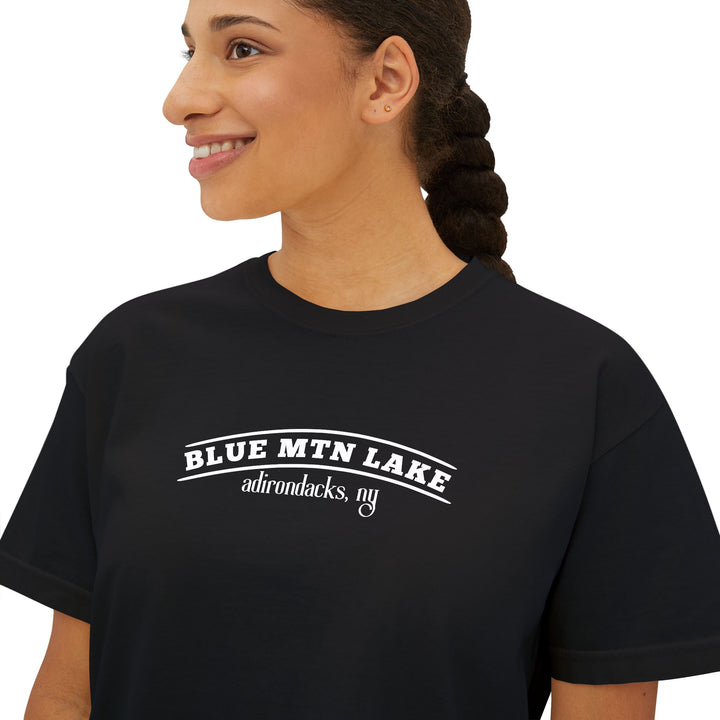 Blue Mtn Lake My Happy Place Ladies Boxy Tee