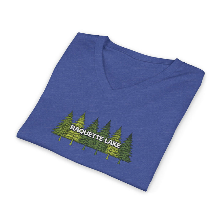 Raquette Lake Unisex V-Neck T-Shirt - Pine Tree