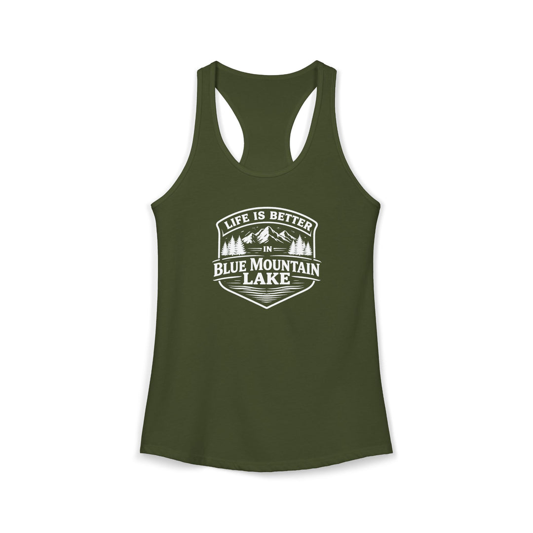 Life is Better in Blue Mountain Lake Ladies Racerback