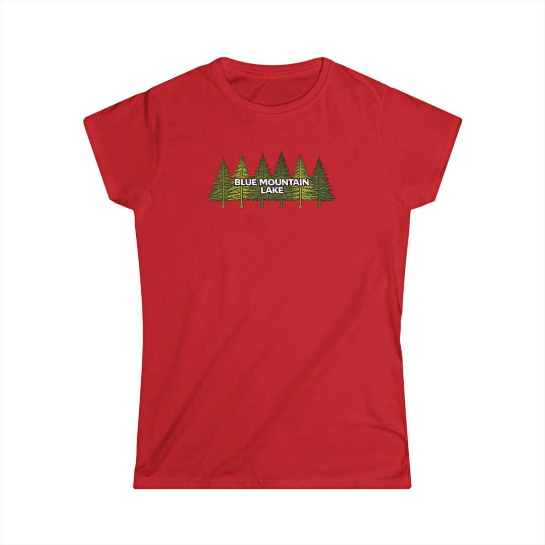 Blue Mountain Lake Pine Trees Ladies Tee