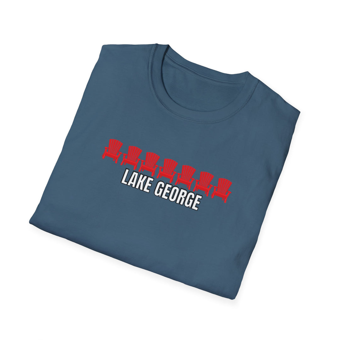 Lake George Unisex T-Shirt - Red Chairs