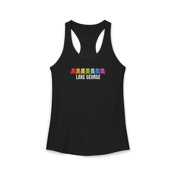 Lake George Rainbow Chairs Racerback Tank