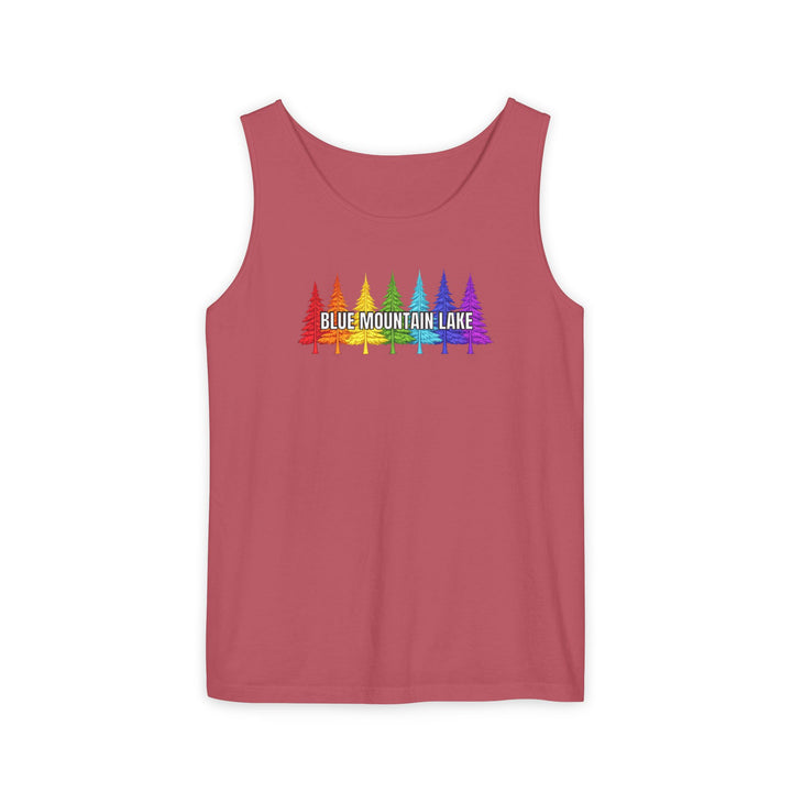 Blue Mountain Lake Rainbow Trees Unisex Tank