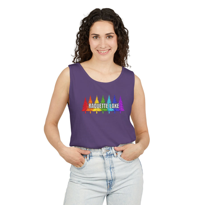 Raquette Lake Unisex Tank - Rainbow Trees