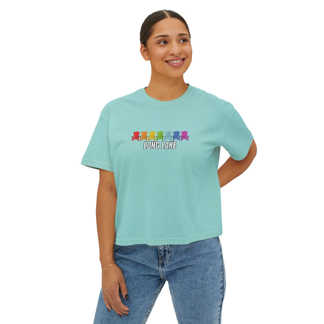 Long Lake Rainbow Chairs Ladies Boxy Tee