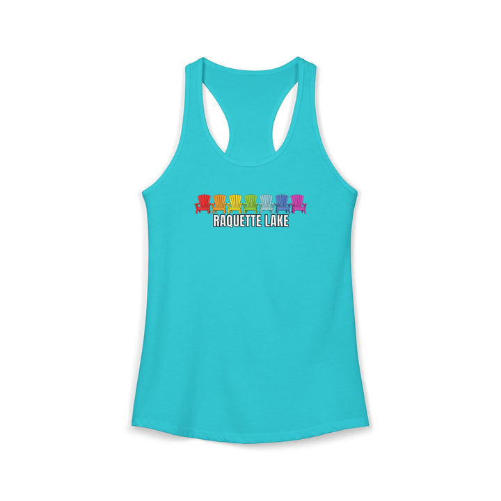 Raquette Lake Ladies Racerback - Rainbow Chairs