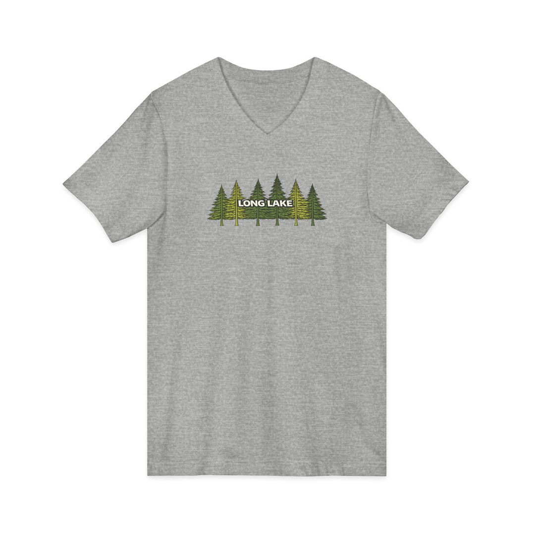 Long Lake Pine Trees Unisex V-Neck T-Shirt