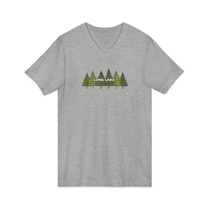 Long Lake Pine Trees Unisex V-Neck T-Shirt