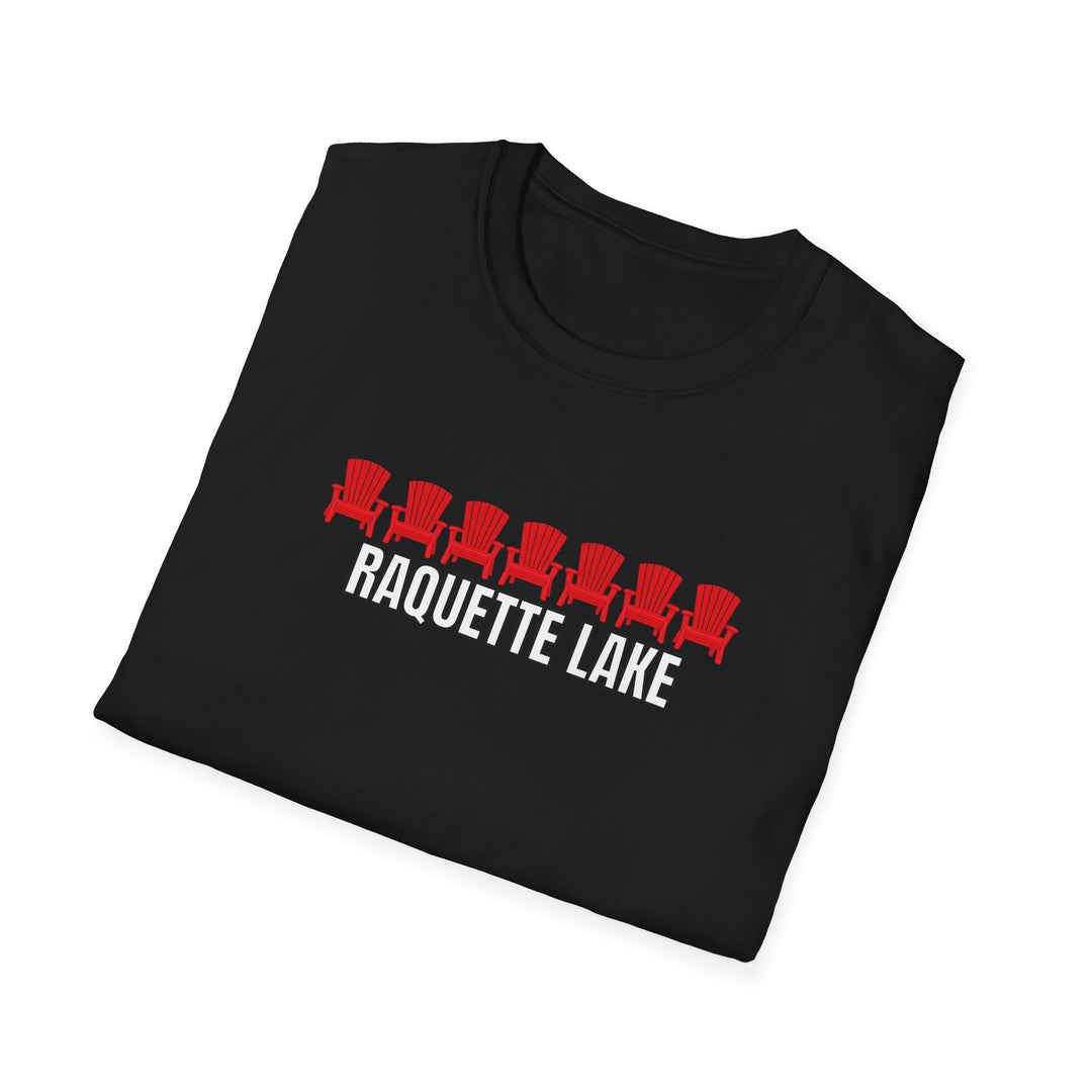 Raquette Lake Unisex T-Shirt - Red Chairs