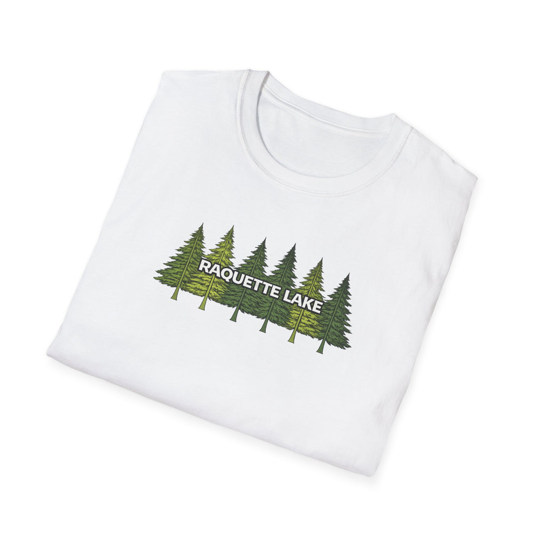 Raquette Lake Unisex T-Shirt - Pine Trees
