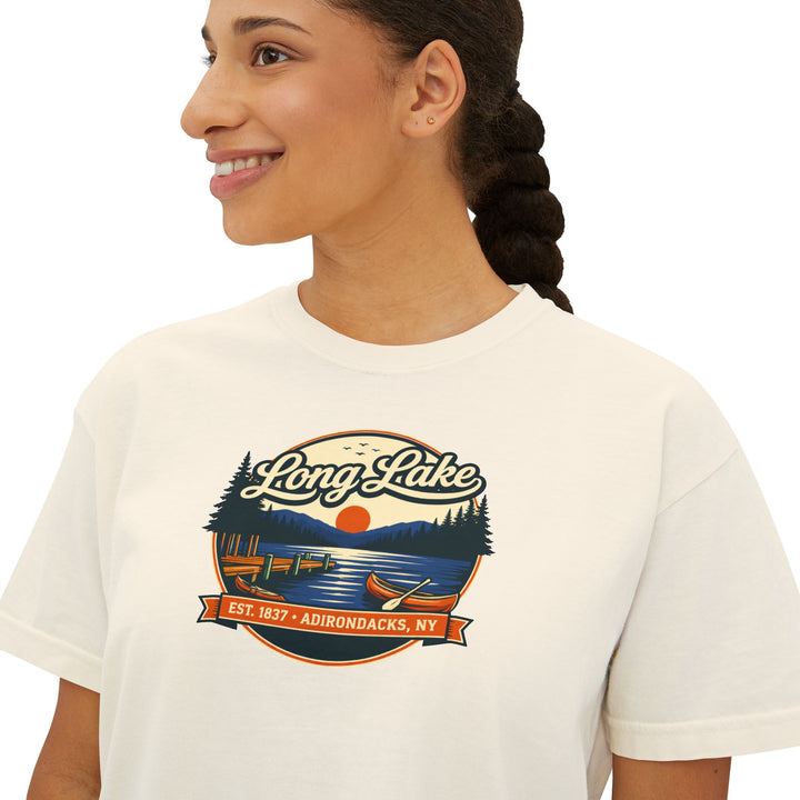 Long Lake Sunset Ladies Boxy Tee
