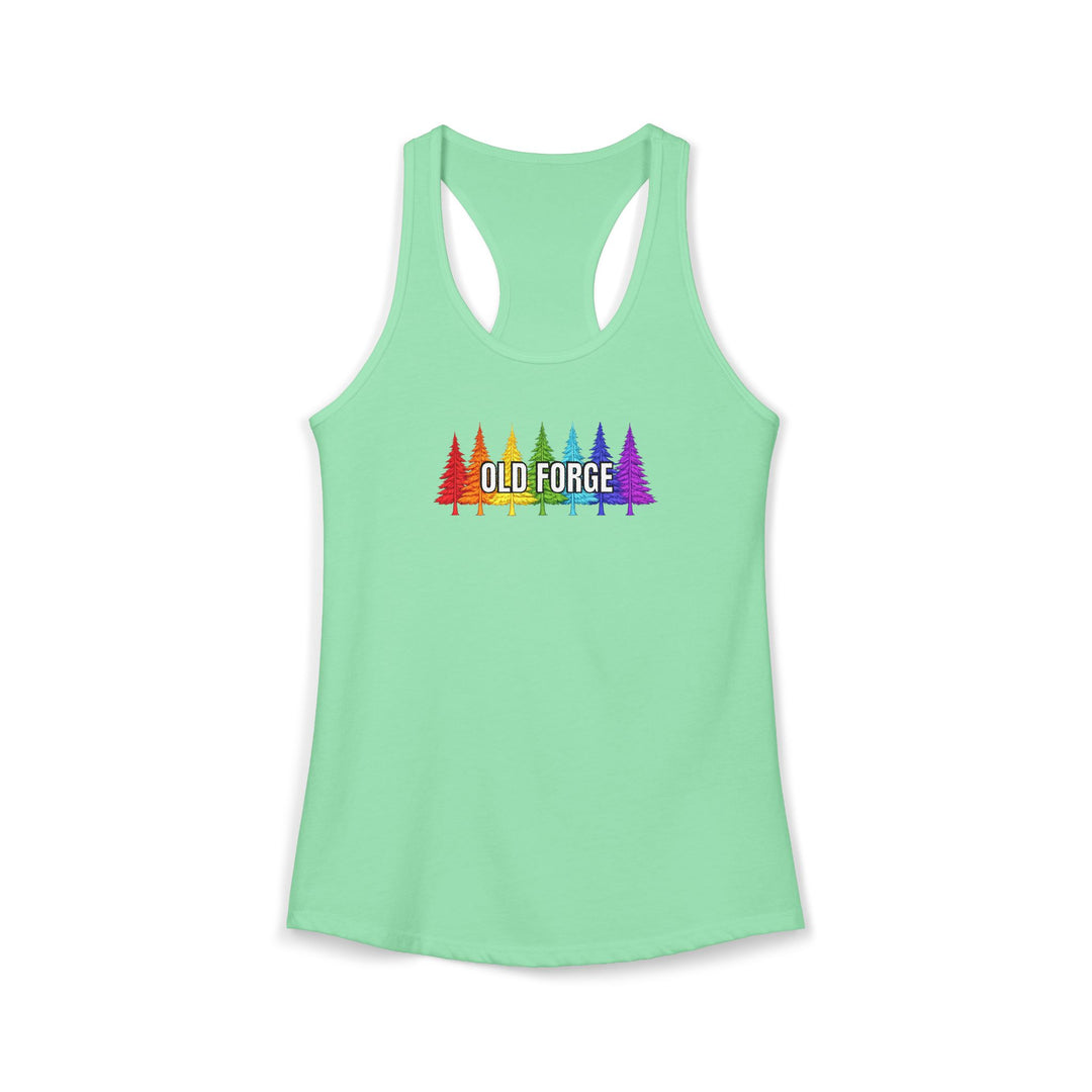 Old Forge Rainbow Trees Ladies Racerback