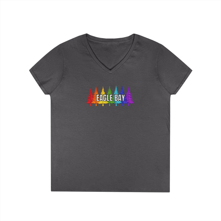 Eagle Bay Ladies V-Neck T-Shirt - Rainbow Trees