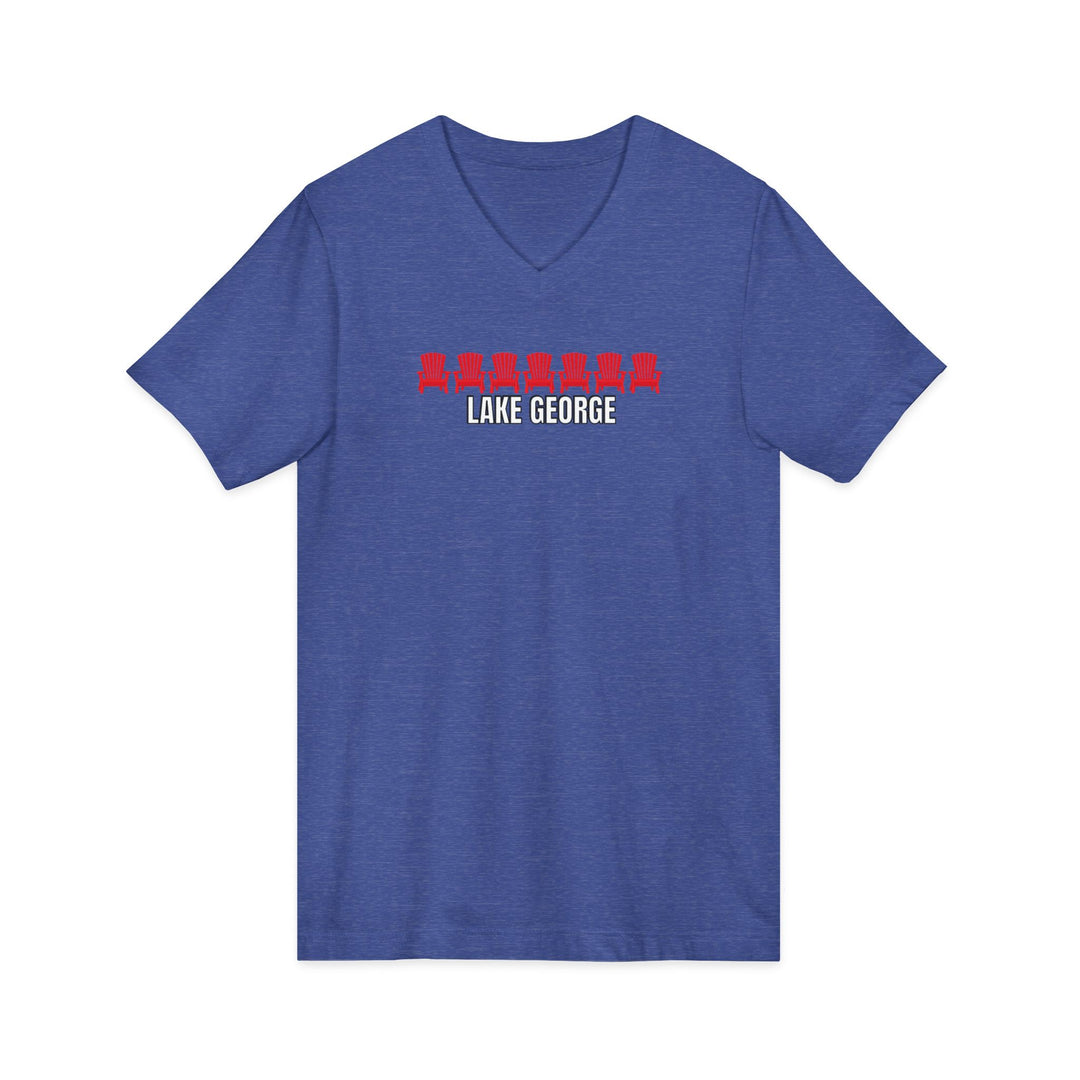 Lake George Unisex V-Neck - Red Chairs