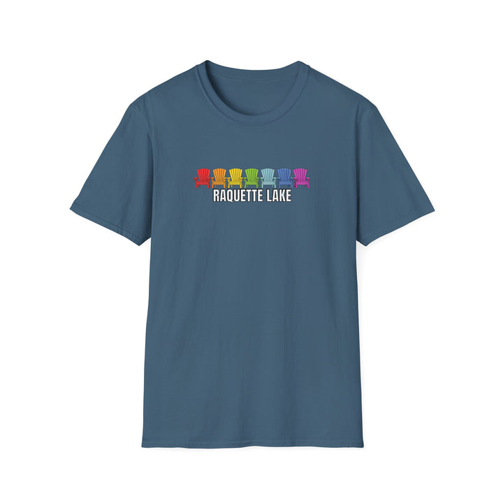 Raquette Lake Unisex T-Shirt - Rainbow Chairs