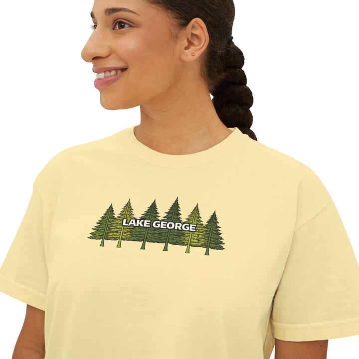 Lake George Green Trees Ladies Boxy Tee