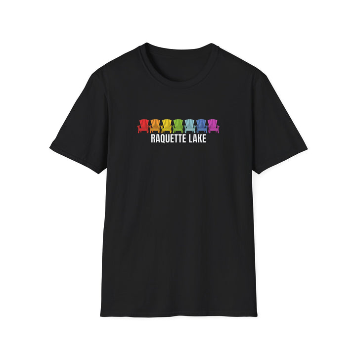 Raquette Lake Unisex T-Shirt - Rainbow Chairs