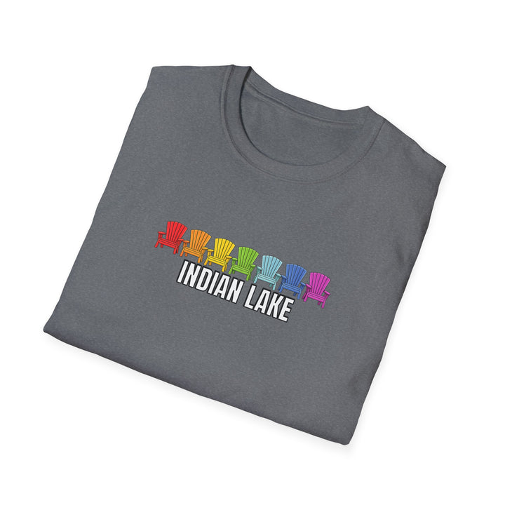 Indian Lake Unisex T-Shirt - Rainbow Chairs