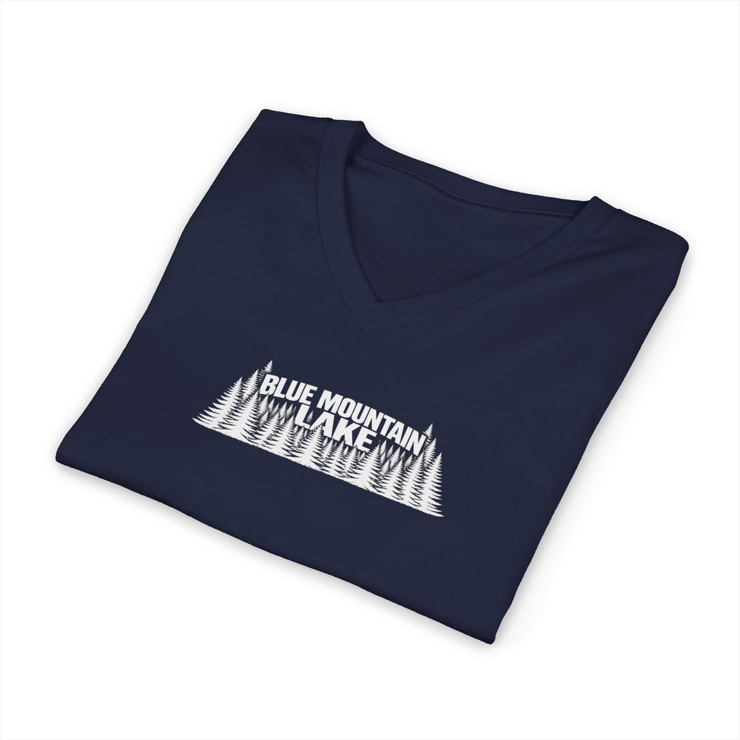 Blue Mountain Lake Trees Unisex V-Neck T-Shirt