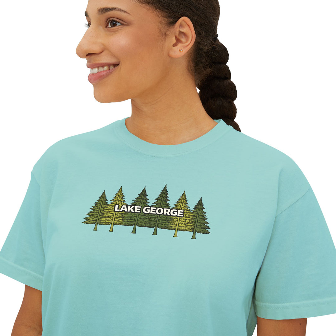 Lake George Green Trees Ladies Boxy Tee