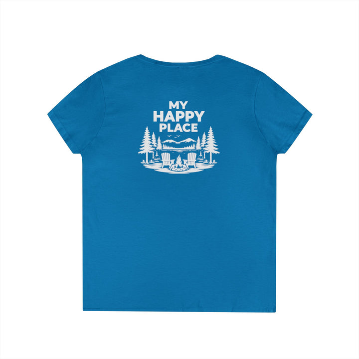 Adirondacks, My Happy Place Ladies V-Neck T-Shirt