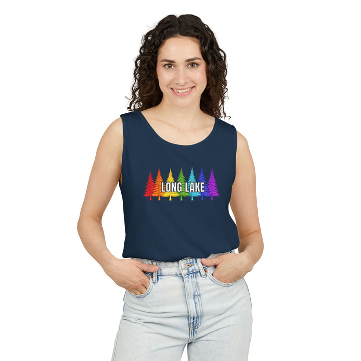 Long Lake Rainbow Trees Unisex Tank