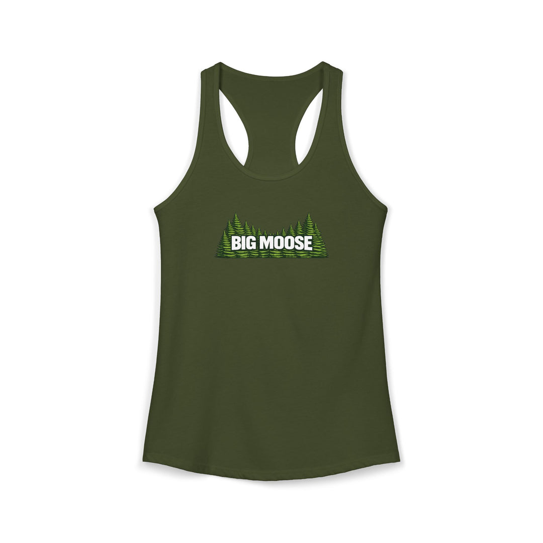 Big Moose Trees Ladies Racerback Tank
