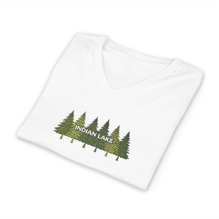 Indian Lake Unisex V-Neck T-Shirt - Pine Trees