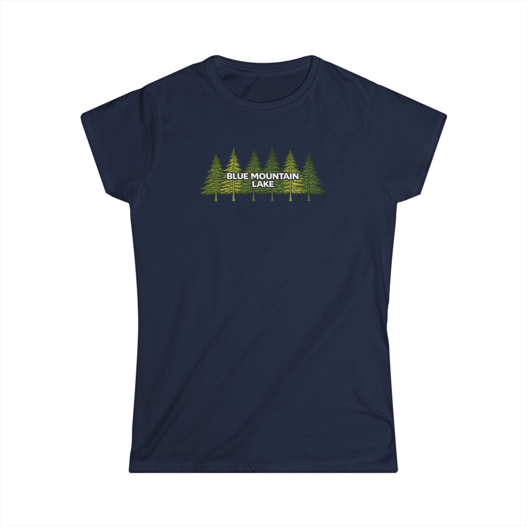 Blue Mountain Lake Pine Trees Ladies Tee