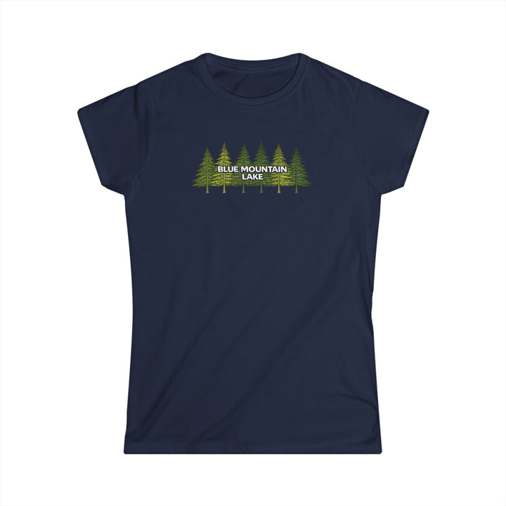 Blue Mountain Lake Pine Trees Ladies Tee