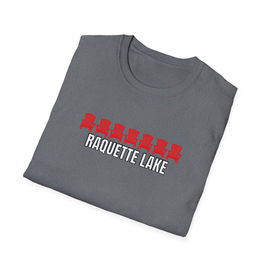 Raquette Lake Unisex T-Shirt - Red Chairs