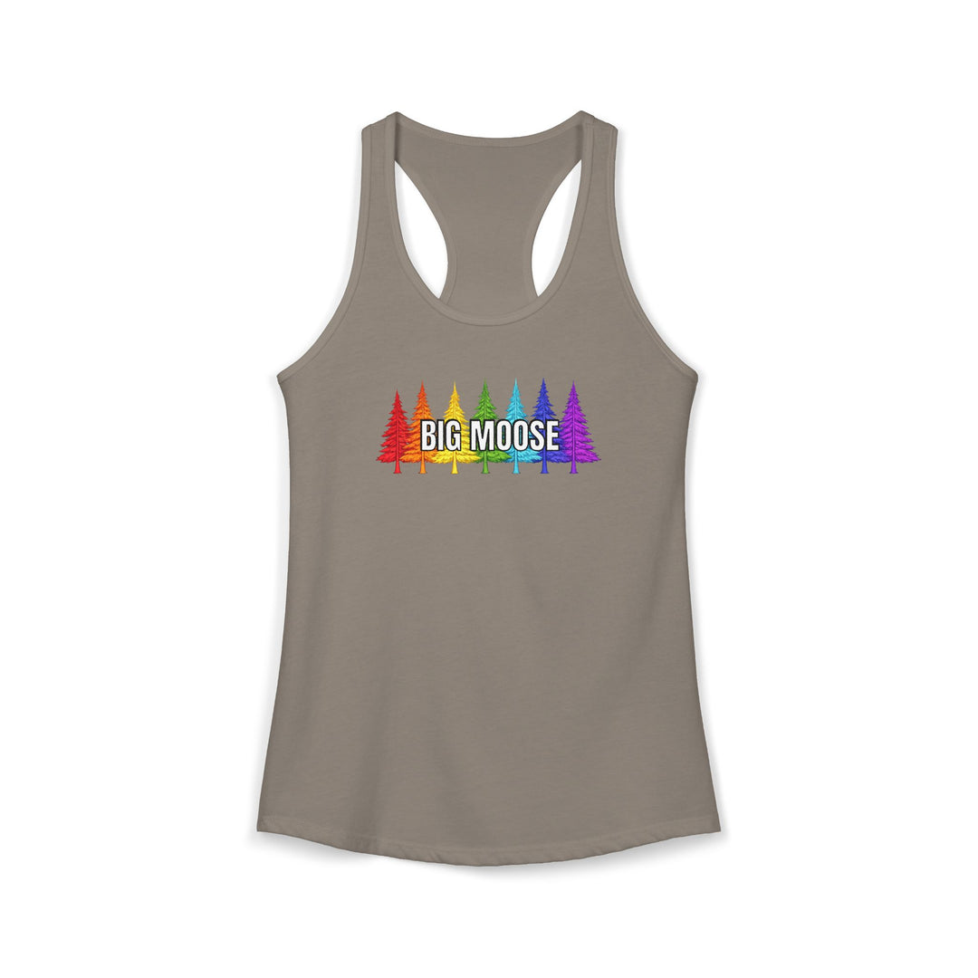 Big Moose Rainbow Trees Ladies Racerback