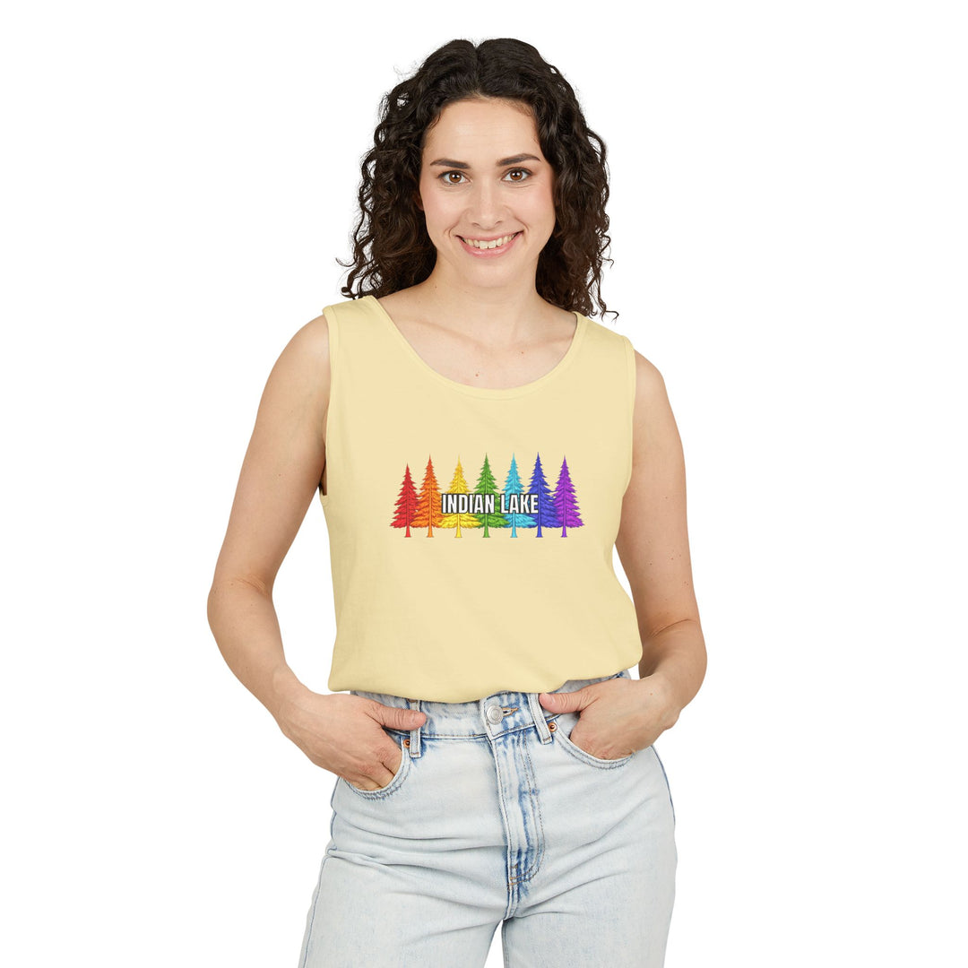 Indian Lake Unisex Tank - Rainbow Trees