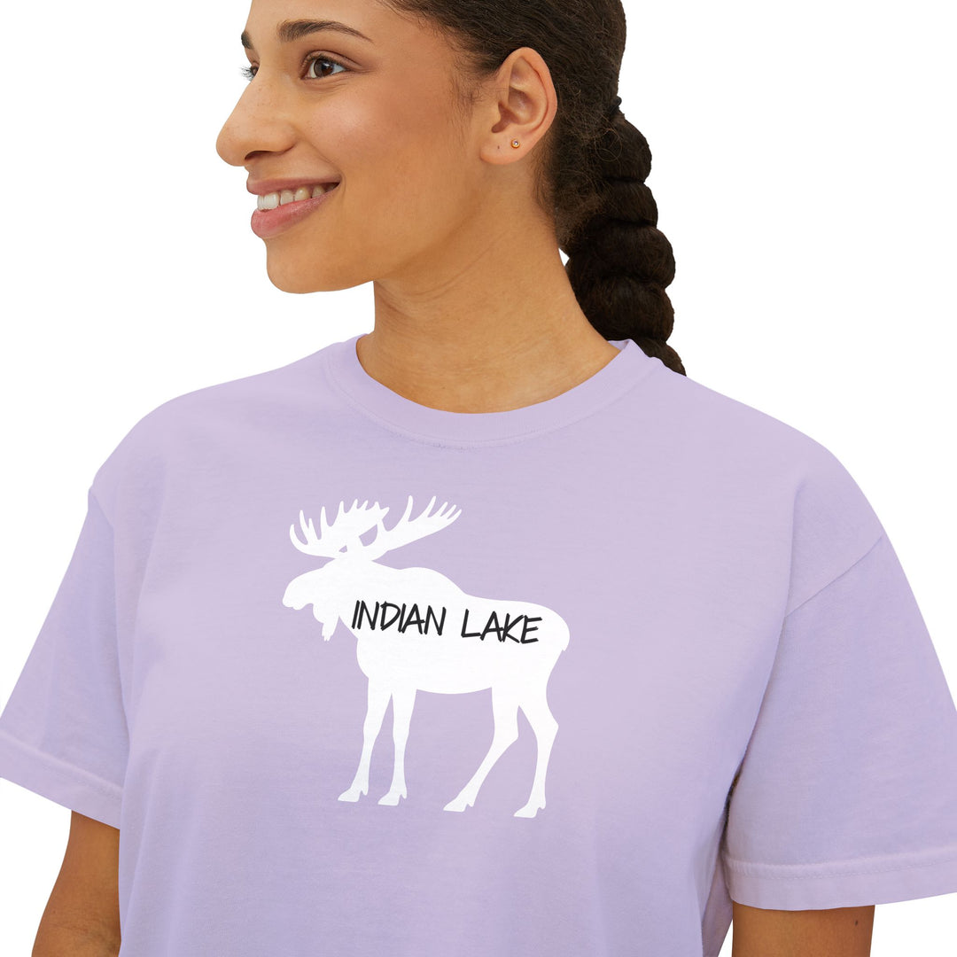 Indian Lake Ladies Boxy Tee - Moose