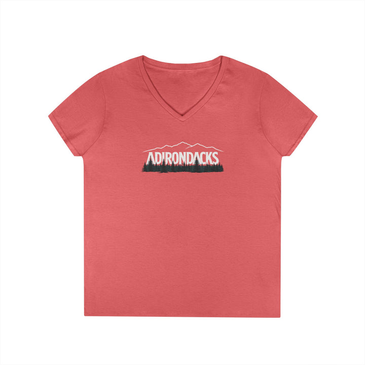 Adirondacks Mtn Range Ladies V-Neck T-Shirt