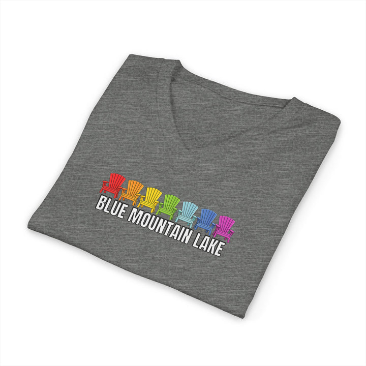 Blue Mountain Lake Rainbow Chairs Unisex V-Neck T-Shirt