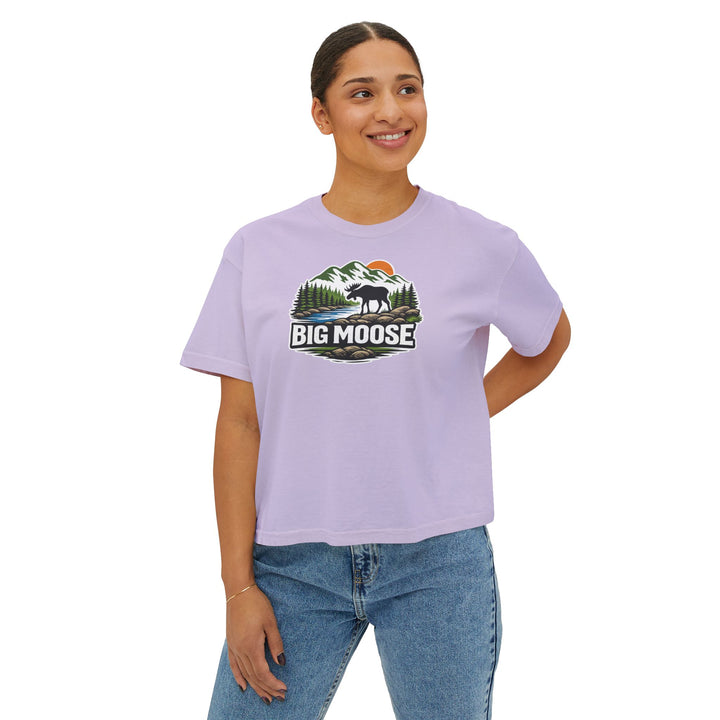 Big Moose Sunset Ladies Boxy Tee