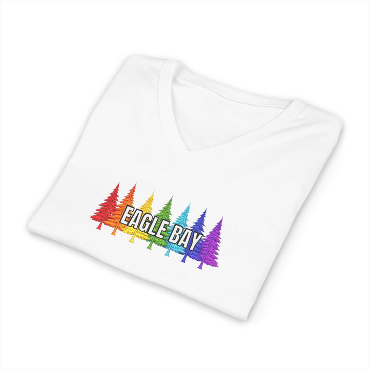 Eagle Bay Unisex V-Neck T-Shirt - Rainbow Trees