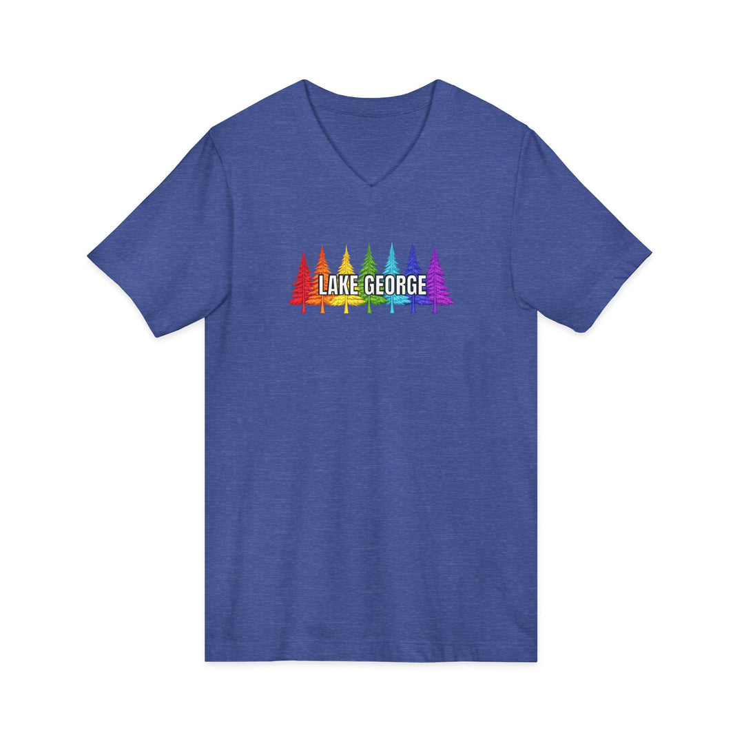 Lake George Unisex V-Neck - Rainbow Trees