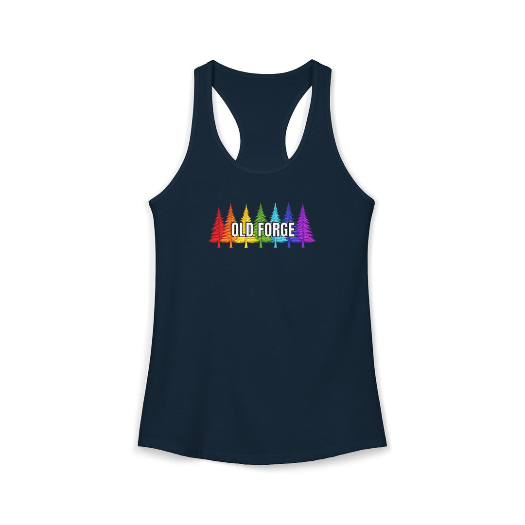 Old Forge Rainbow Trees Ladies Racerback