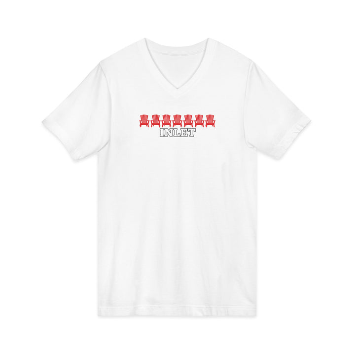 Inlet Unisex V-Neck T-Shirt - Red Chairs