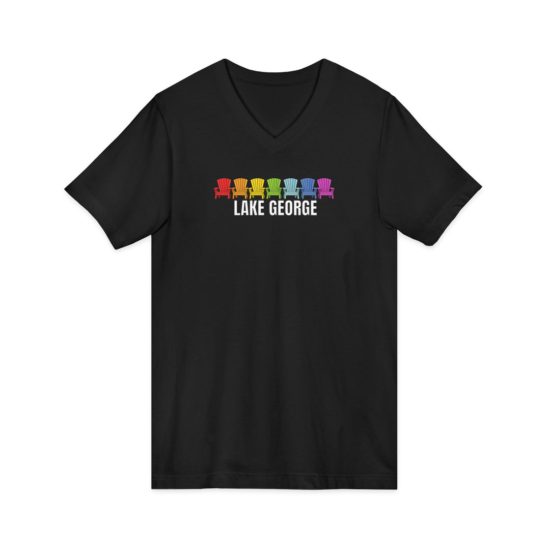Lake George Unisex V-Neck - Rainbow Chairs