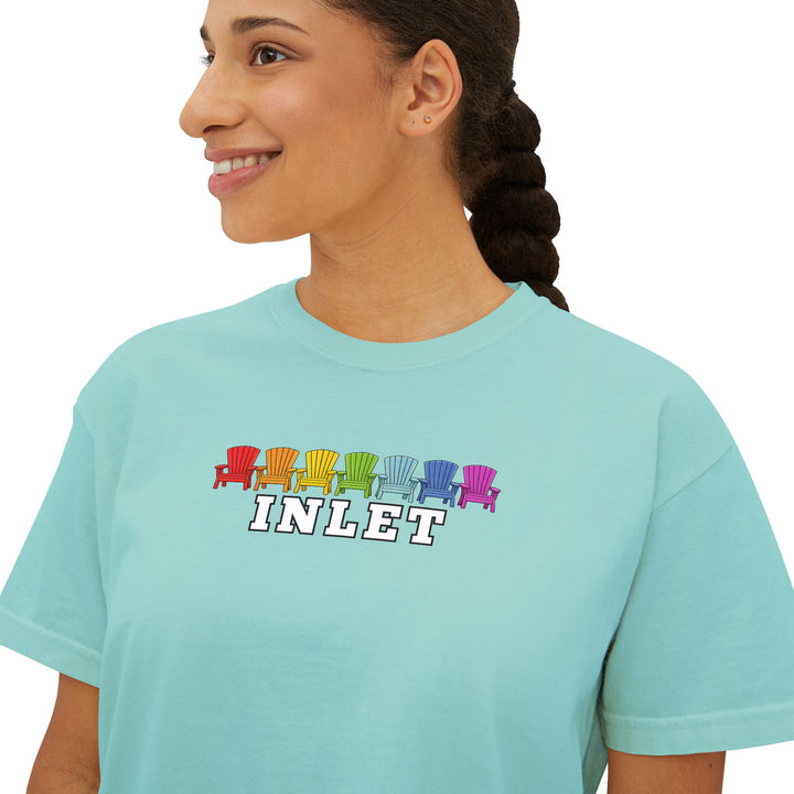 Inlet Ladies Boxy Tee - Rainbow Chairs