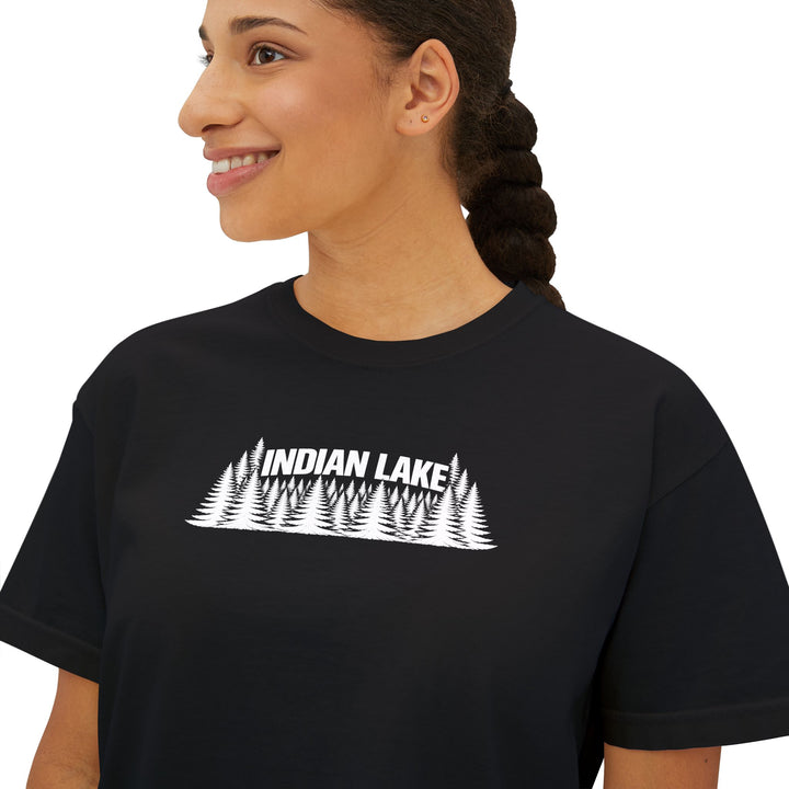 Indian Lake Ladies Boxy Tee - Trees