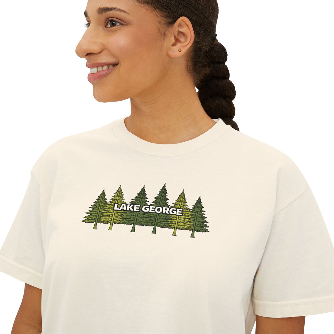 Lake George Green Trees Ladies Boxy Tee