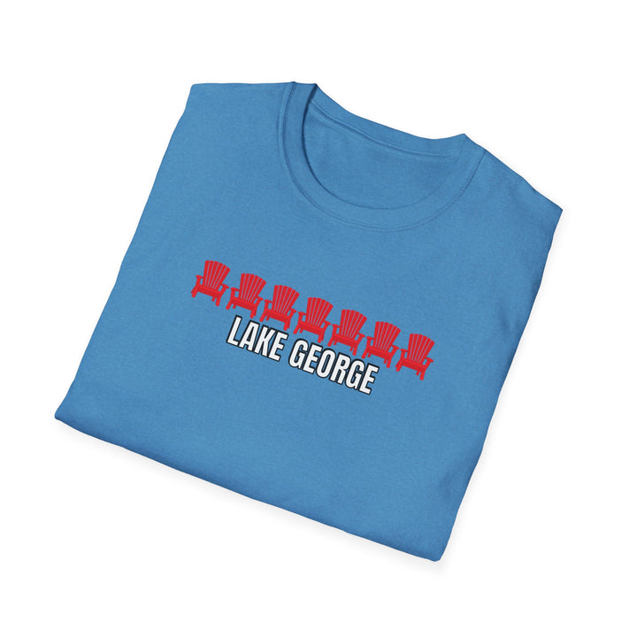 Lake George Unisex T-Shirt - Red Chairs